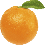 Скачать PNG картинку на прозрачном фоне Апельсин с листом, вид сбоку