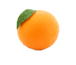 Скачать PNG картинку на прозрачном фоне Апельсин с одним листком, вид сбоку