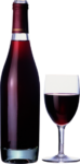 Скачать PNG картинку на прозрачном фоне Бокал краного вина с бутылкой