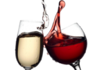 Скачать PNG картинку на прозрачном фоне Бокал с белым виноом и бокал с красным вином стукаются