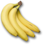 Скачать PNG картинку на прозрачном фоне Четыре банана в одной связке, вид сверху