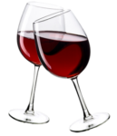 Скачать PNG картинку на прозрачном фоне Два бокала с красным вином стукаются