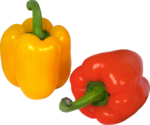 Скачать PNG картинку на прозрачном фоне Два болгарских перца, оранжевый и красный