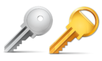 Скачать PNG картинку на прозрачном фоне Два ключа нарисованные, серебристый и золотой