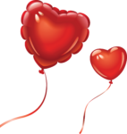 Скачать PNG картинку на прозрачном фоне Два нарисованных воздушных шара в виде сердца с ленточкой