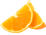 Скачать PNG картинку на прозрачном фоне Две дольки апельсина, вид сбоку