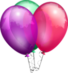 Скачать PNG картинку на прозрачном фоне Фиолетовый, красный и зелелный нарисованный воздушный шар