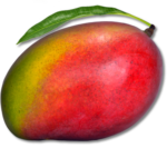 Скачать PNG картинку на прозрачном фоне Красно-зеленое манго с листом