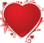 Скачать PNG картинку на прозрачном фоне Красное нарисованное сердце с вензелями