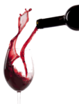 Скачать PNG картинку на прозрачном фоне Красное вино льется из бутылки в бокал