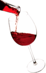 Скачать PNG картинку на прозрачном фоне Красное вино льется из бутылки в бокал, вид сбоку