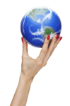 Скачать PNG картинку на прозрачном фоне Маленький глобус в женской руке