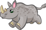 Скачать PNG картинку на прозрачном фоне Маленький нарисованный носорог, бежит вперед