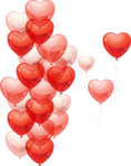 Скачать PNG картинку на прозрачном фоне Много нарисованных воздушных шариков в форме сердца