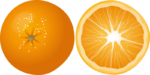Скачать PNG картинку на прозрачном фоне Нарисованный апельсин с половиной апельсина, вид сверху