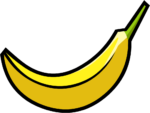 Скачать PNG картинку на прозрачном фоне Нарисованный банан, с черным контуром
