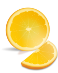 Скачать PNG картинку на прозрачном фоне Половина апельсина с долькой, вид сбоку
