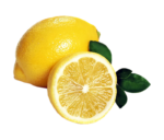 Скачать PNG картинку на прозрачном фоне Половинка и целый лимон с лиистьями