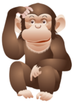 Скачать PNG картинку на прозрачном фоне Шимпанзе нарисованная чешит лапой голову