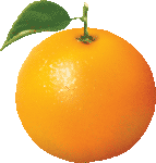 Скачать PNG картинку на прозрачном фоне Целый, нарисованный апельсин с листиком