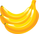 Скачать PNG картинку на прозрачном фоне Три банана в связке нарисованные