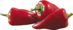 Скачать PNG картинку на прозрачном фоне Три красных болгарских перца, вид сбоку