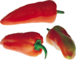Скачать PNG картинку на прозрачном фоне Три красных боргарских перцев вид сверху