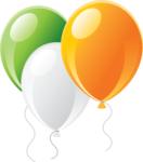 Скачать PNG картинку на прозрачном фоне Три нарисованных воздушных шара, зеленый, желтый и белый