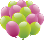 Скачать PNG картинку на прозрачном фоне Зеленые и розовые шары в связке, нарисованные