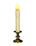 Скачать PNG картинку на прозрачном фоне Белая свечка горит в блестящем металлическом подсвечнике