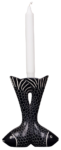 Скачать PNG картинку на прозрачном фоне Белая свечка на черном подсвечнике в форме двух рыбок