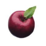 Скачать PNG картинку на прозрачном фоне Бордовое яблоко с листиком, вид сверху