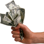 Скачать PNG картинку на прозрачном фоне Бумажные доллары в руке