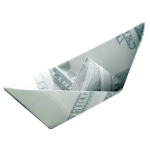Скачать PNG картинку на прозрачном фоне Бумажный кораблик и долларовой купюры