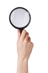 Скачать PNG картинку на прозрачном фоне Черная лупа в руке