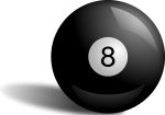Скачать PNG картинку на прозрачном фоне Черный нарисованный бильярдный шар с цифрой восемь, 8