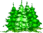 Скачать PNG картинку на прозрачном фоне четыре елки, нарисованные,зеленые