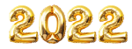Скачать PNG картинку на прозрачном фоне Число 2022 из надувных шариков, золотого цвета