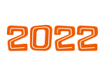 Скачать PNG картинку на прозрачном фоне Число 2022, с контуром внутри, оранжевого цвета