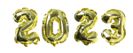 Скачать PNG картинку на прозрачном фоне Число 2023 из золотых воздушных шаров