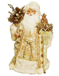 Скачать PNG картинку на прозрачном фоне Дед Мороз, игрушка, в бежевом костюме с золотой елкой