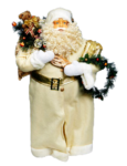 Скачать PNG картинку на прозрачном фоне Дед Мороз, нарисованный в бежевом костюме с подарками