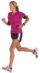 Скачать PNG картинку на прозрачном фоне Девушка в фиолетовой футболке и наушниках бежит, вид сбоку