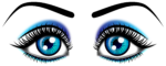 Скачать PNG картинку на прозрачном фоне Два больших нарисованных женских глаза, с голубыми зрачками