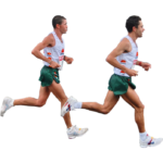 Скачать PNG картинку на прозрачном фоне Два спортсмена бегут рядом, вид сбоку
