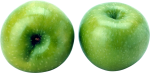 Скачать PNG картинку на прозрачном фоне Два зеленых яблока рядом