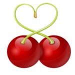 Скачать PNG картинку на прозрачном фоне Две нарисованных вишни в виде сердца