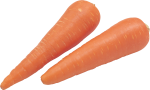 Скачать PNG картинку на прозрачном фоне Две очищенные морковки рядом, вид сбоку