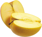 Скачать PNG картинку на прозрачном фоне Две половинки желтого яблока рядом