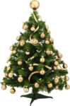 Скачать PNG картинку на прозрачном фоне елка новогодняя, украшена золотыми шарами
